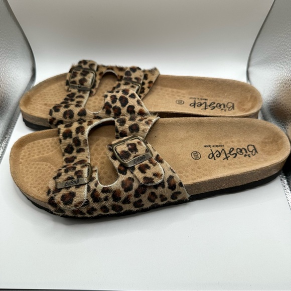 Biostep Womens 10.5 Cheetah Print Animal Fur Double Strap  Leather Sandals Spain - Picture 10 of 12
